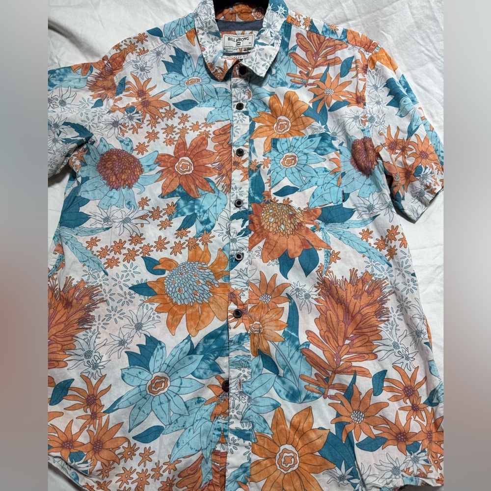 Billabong Floral Men's Shirt in Teal and Rust